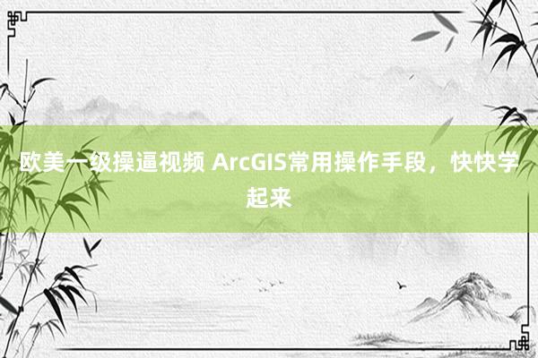 欧美一级操逼视频 ArcGIS常用操作手段，快快学起来